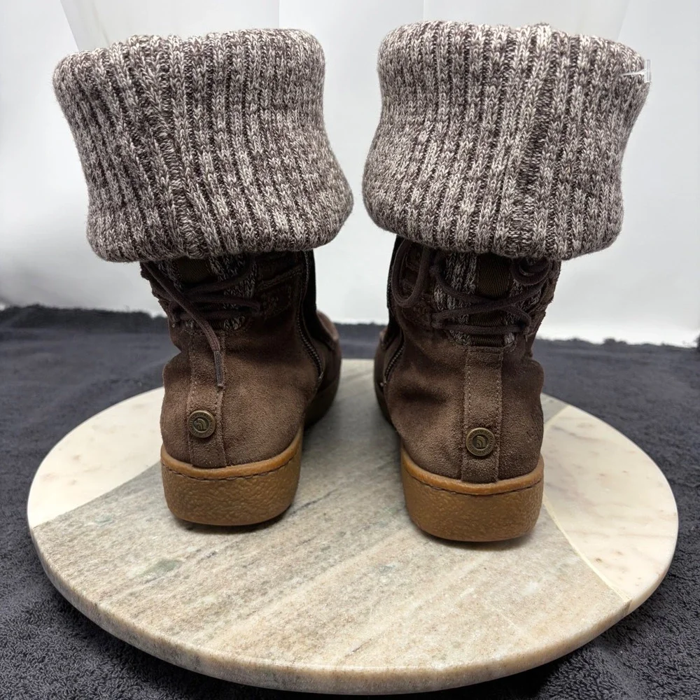 The North Face Womens Brown Suede Knit Cuff PrimaLoft Winter Boots Size 7 Cabin